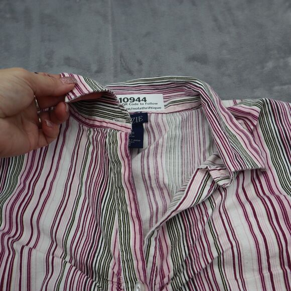 Jazzie Shirt Women 2X Pink Long Sleeve Button Up Casual Striped Plus Size - Picture 9 of 16
